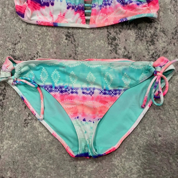 Catalina Women's Pink Blue Halter Bikini Swimsuit Set Tie Dye Full Coverage Sz M - Picture 2 of 5